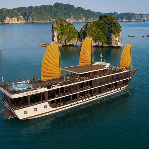 halong bay tours cruises from Hanoi to Halong bay best things to do in Halong Bay Hotels with 1 day trip peony cruise luxury 5 stars junk boat halong bay